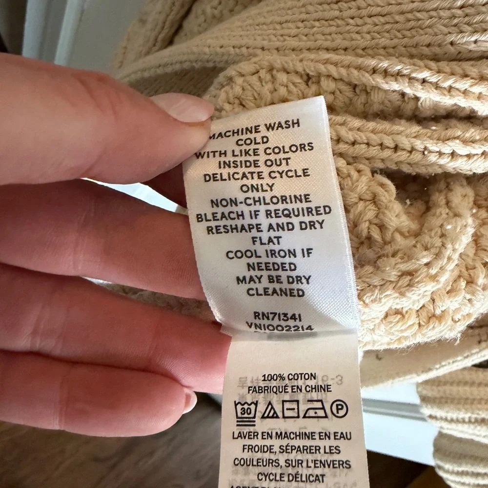 Women's Signature Cotton Fisherman Sweater, Short Cardigan, Cream - Picture 9 of 13